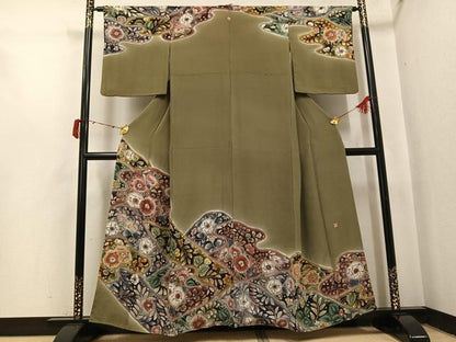 平和屋着物●訪問着　作家物　絞り　辻が花　暈し染め　鬼しぼ縮緬　正絹　逸品　AABI8574ph