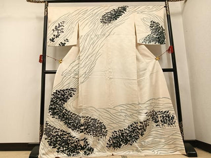 平和屋着物●訪問着　草花シルエット　鈴乃屋扱い　正絹　逸品　AABI8578ph