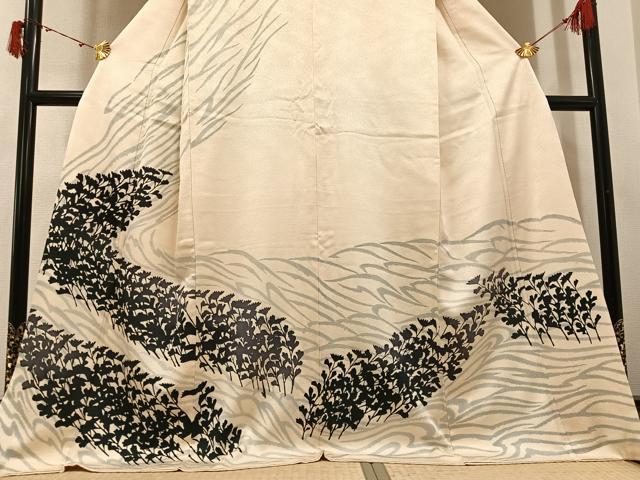 平和屋着物●訪問着　草花シルエット　鈴乃屋扱い　正絹　逸品　AABI8578ph