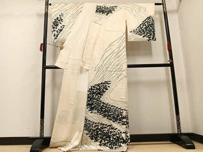 平和屋着物●訪問着　草花シルエット　鈴乃屋扱い　正絹　逸品　AABI8578ph