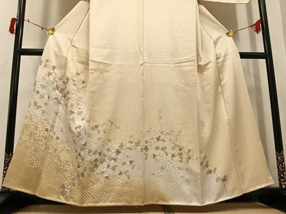 平和屋着物●訪問着　刺繍　枝花文　暈し染め　金彩　正絹　逸品　未使用　AABI8580ph