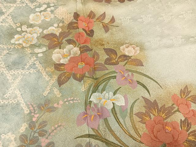平和屋着物●訪問着　絞り　草花文　暈し染め　金彩　正絹　逸品　AABI8582ph
