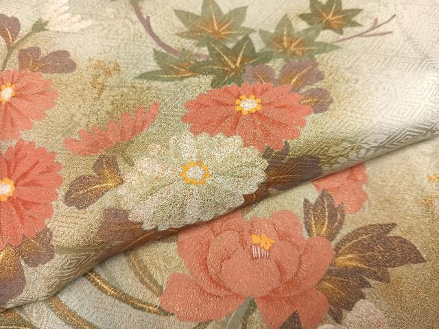 平和屋着物●訪問着　絞り　草花文　暈し染め　金彩　正絹　逸品　AABI8582ph