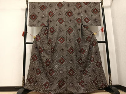 平和屋着物●本場大島紬　龍郷絣　正絹　逸品　AABI8587ph