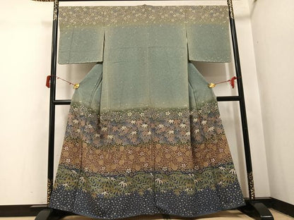 平和屋着物●訪問着　作家物　本苔染　草花文　暈し染め　金彩　正絹　逸品　AABI8588ph