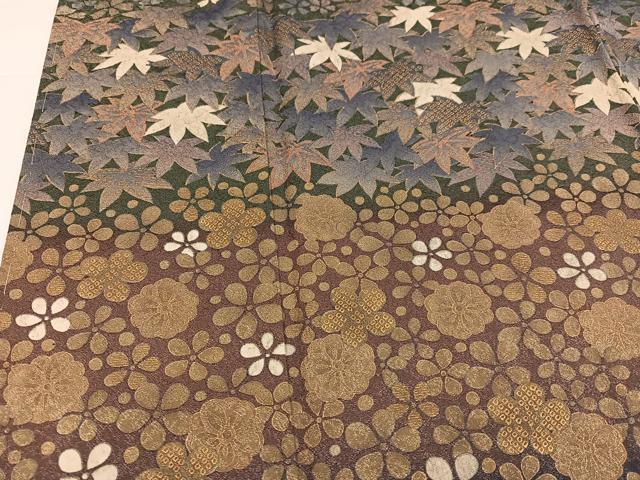 平和屋着物●訪問着　作家物　本苔染　草花文　暈し染め　金彩　正絹　逸品　AABI8588ph