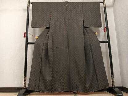 平和屋着物●上質な色無地　花地紋　消炭色　高島屋扱い　正絹　逸品　AABI8589ph