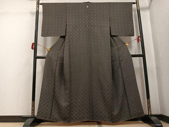 平和屋着物●上質な色無地　花地紋　消炭色　高島屋扱い　正絹　逸品　AABI8589ph