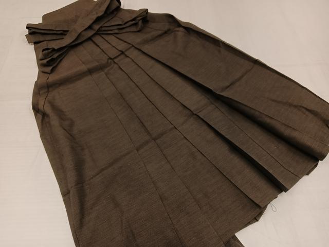 平和屋着物●男性　馬乗り袴　お召地　色無地　赤墨色　正絹　逸品　AABI8591ph