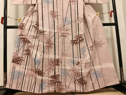 平和屋着物●訪問着　紬地　笹竹文　正絹　逸品　AABI8594ph