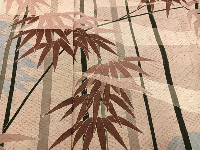 平和屋着物●訪問着　紬地　笹竹文　正絹　逸品　AABI8594ph