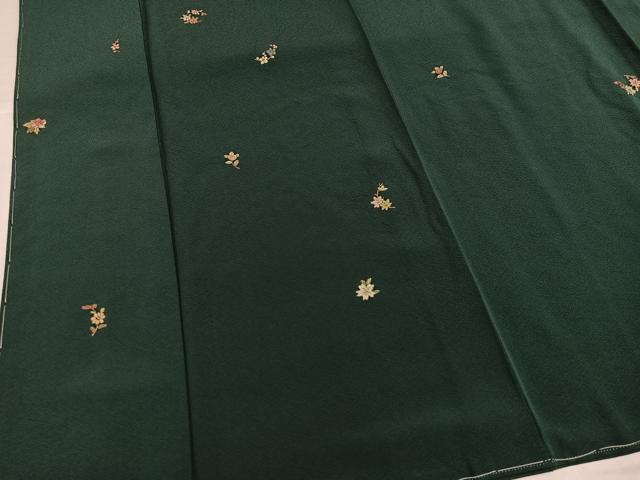 平和屋着物●上質な小紋　刺繍　草花文　金糸　正絹　逸品　未使用　AABI8597ph