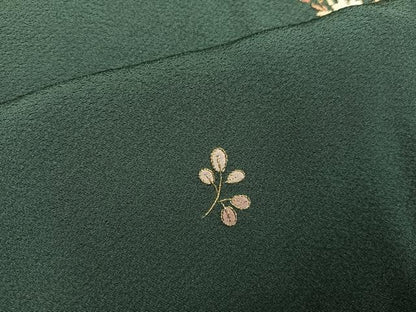 平和屋着物●上質な小紋　刺繍　草花文　金糸　正絹　逸品　未使用　AABI8597ph