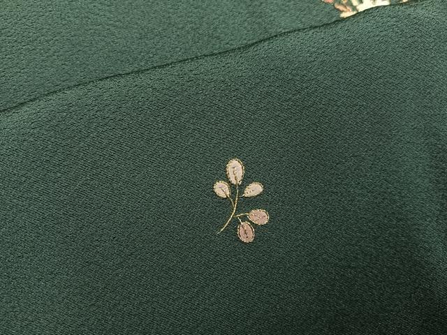 平和屋着物●上質な小紋　刺繍　草花文　金糸　正絹　逸品　未使用　AABI8597ph