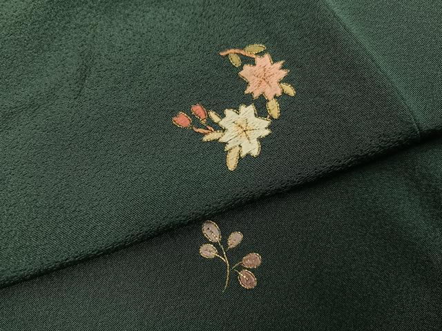 平和屋着物●上質な小紋　刺繍　草花文　金糸　正絹　逸品　未使用　AABI8597ph