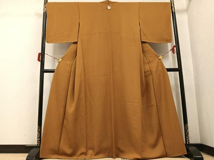 平和屋着物●上質な色無地　狐色　正絹　逸品　AABI8598ph