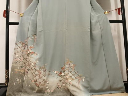 平和屋着物●訪問着　草花文　暈し染め　金彩　正絹　逸品　AABI8599ph
