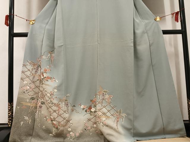 平和屋着物●訪問着　草花文　暈し染め　金彩　正絹　逸品　AABI8599ph