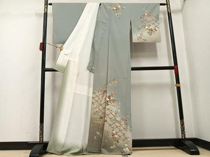 平和屋着物●訪問着　草花文　暈し染め　金彩　正絹　逸品　AABI8599ph