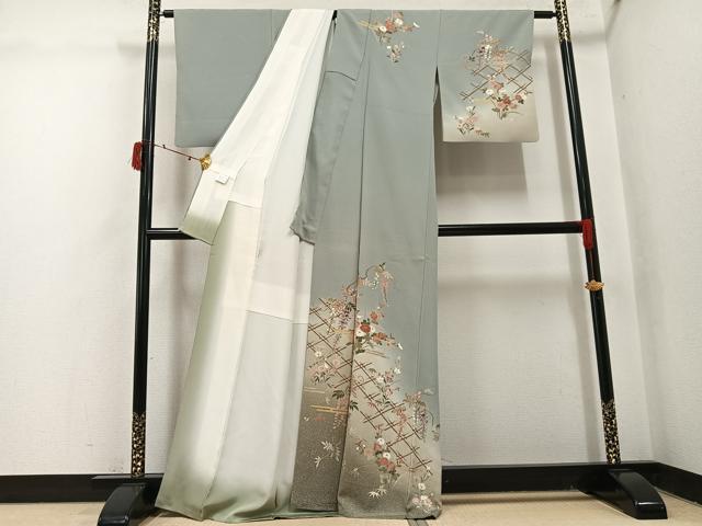 平和屋着物●訪問着　草花文　暈し染め　金彩　正絹　逸品　AABI8599ph