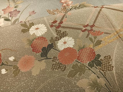平和屋着物●訪問着　草花文　暈し染め　金彩　正絹　逸品　AABI8599ph