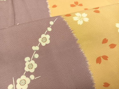 平和屋着物●長襦袢　袷　梅　桜　正絹　逸品　AABI8600ph