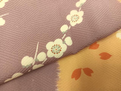 平和屋着物●長襦袢　袷　梅　桜　正絹　逸品　AABI8600ph