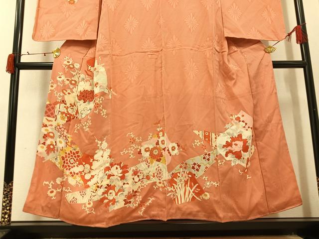 平和屋着物●アンティーク　大正ロマン　訪問着　草花文　金彩　正絹　逸品　AABI8601ph