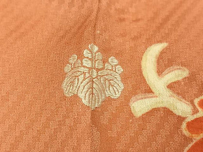 平和屋着物●アンティーク　大正ロマン　訪問着　草花文　金彩　正絹　逸品　AABI8601ph