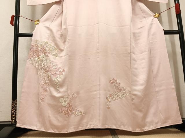 平和屋着物●豪華色留袖　駒刺繍　総刺繍　舞花文　正絹　逸品　AABI8602ph