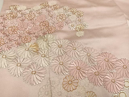 平和屋着物●豪華色留袖　駒刺繍　総刺繍　舞花文　正絹　逸品　AABI8602ph