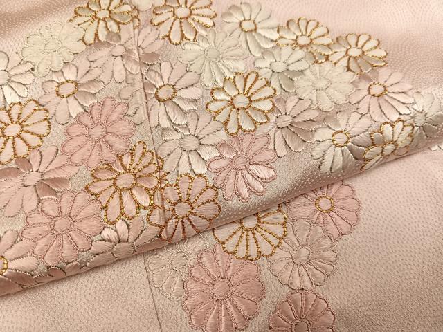 平和屋着物●豪華色留袖　駒刺繍　総刺繍　舞花文　正絹　逸品　AABI8602ph