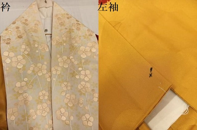 平和屋着物●長襦袢　無双仕立て　絞り　梅　半衿刺繍　正絹　逸品　AABI8603ph