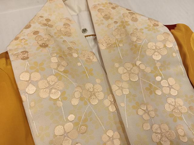 平和屋着物●長襦袢　無双仕立て　絞り　梅　半衿刺繍　正絹　逸品　AABI8603ph