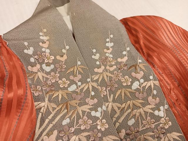 平和屋着物●長襦袢　無双仕立て　絞り　間道　半衿刺繍　正絹　逸品　AABI8604ph