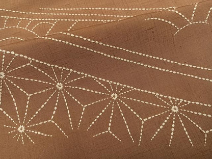平和屋着物●訪問着　紬地　作家物　刺繍　刺子　吉祥文　正絹　逸品　AABI8605ph