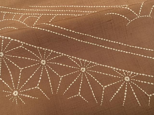 平和屋着物●訪問着　紬地　作家物　刺繍　刺子　吉祥文　正絹　逸品　AABI8605ph