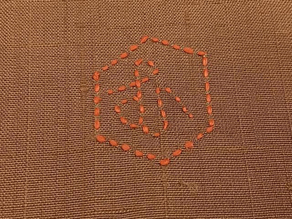 平和屋着物●訪問着　紬地　作家物　刺繍　刺子　吉祥文　正絹　逸品　AABI8605ph