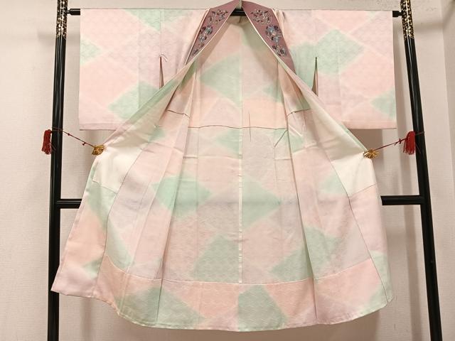 平和屋着物●長襦袢　無双仕立て　立波地紋　暈し染め　半衿刺繍　正絹　逸品　AABI8608ph