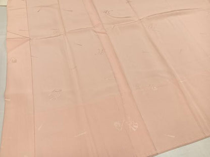 平和屋着物●長襦袢　無双仕立て　舞扇地紋　淡香色　高島屋扱い　半衿刺繍　正絹　逸品　AABI8609ph