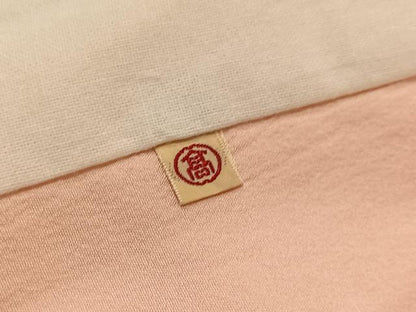 平和屋着物●長襦袢　無双仕立て　舞扇地紋　淡香色　高島屋扱い　半衿刺繍　正絹　逸品　AABI8609ph