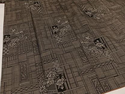 平和屋着物●本場大島紬　カタス9マルキ　草花文　正絹　逸品　AABI8616ph
