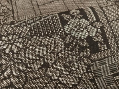 平和屋着物●本場大島紬　カタス9マルキ　草花文　正絹　逸品　AABI8616ph