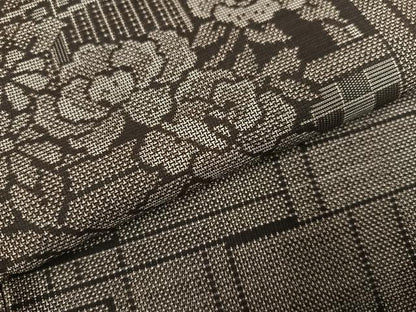 平和屋着物●本場大島紬　カタス9マルキ　草花文　正絹　逸品　AABI8616ph