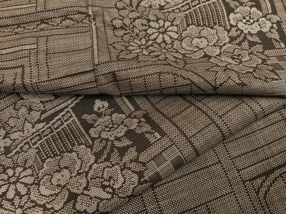 平和屋着物●本場大島紬　カタス9マルキ　草花文　正絹　逸品　AABI8616ph