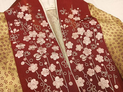 平和屋着物●長襦袢　無双仕立て　梅　半衿刺繍　正絹　逸品　AABI8617ph