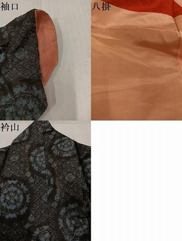平和屋着物●アンティーク大島　本場大島紬　割り込み絣　花丸文　正絹　逸品　AABI8618ph