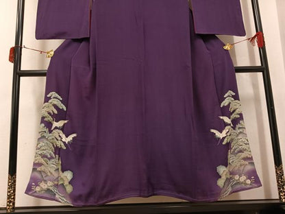 平和屋着物●アンティーク　大正ロマン　色留袖　両褄　飛鶴風景草花文　正絹　逸品　AABI8619ph