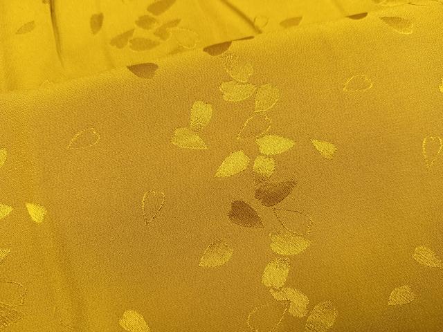 平和屋着物●長襦袢 無双仕立て 舞桜地紋 山吹茶色 半衿刺繍 正絹 逸品 AABI8622ph