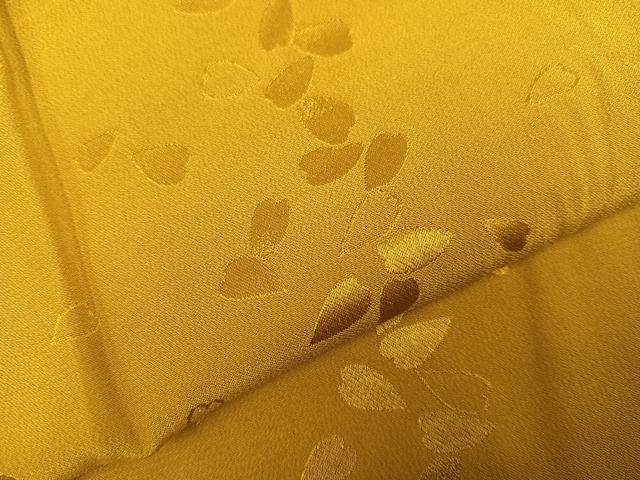 平和屋着物●長襦袢 無双仕立て 舞桜地紋 山吹茶色 半衿刺繍 正絹 逸品 AABI8622ph
